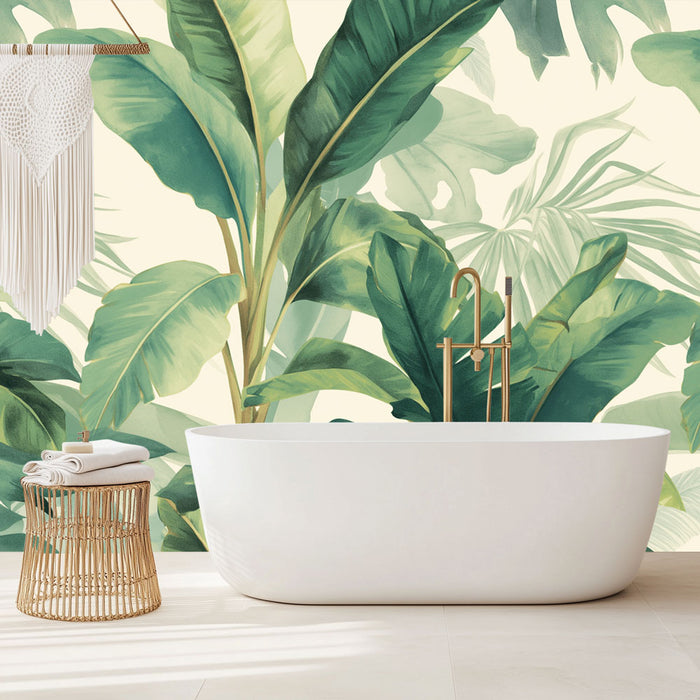 Papier peint salle de bain | Feuilles de bananiers