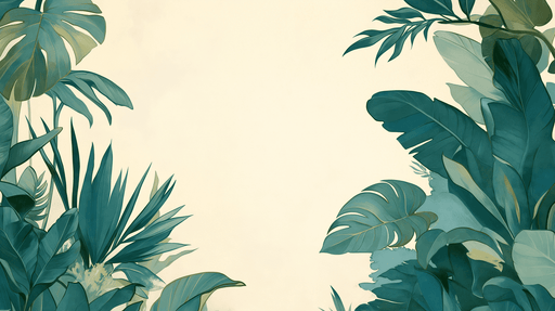 Papier peint tropical aux grandes feuilles vertes sur fond clair, créant une ambiance naturelle et apaisante, parfaite pour un espace relaxant.