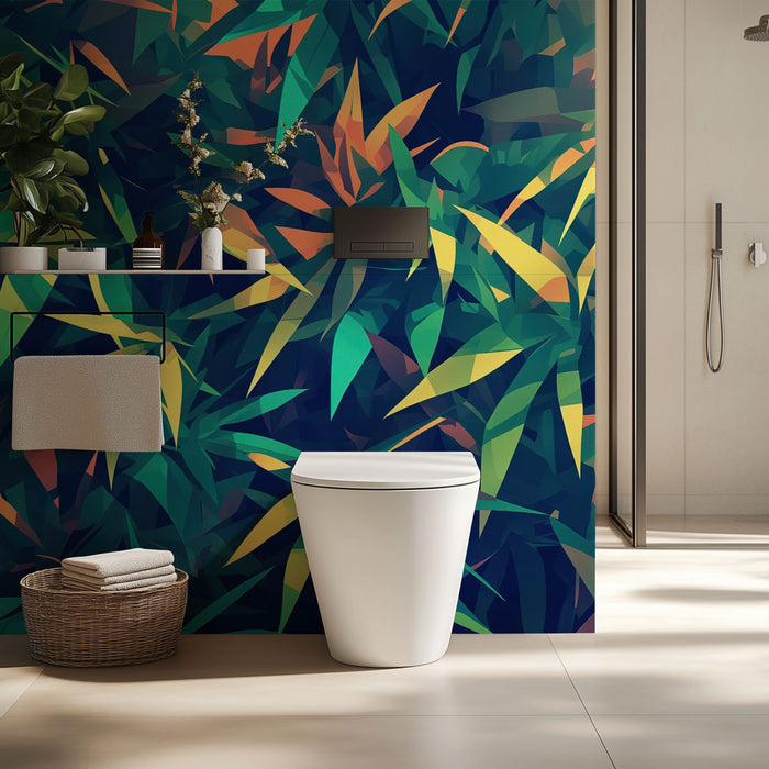 Papier peint toilette | Feuillage tropical en nuances géométriques