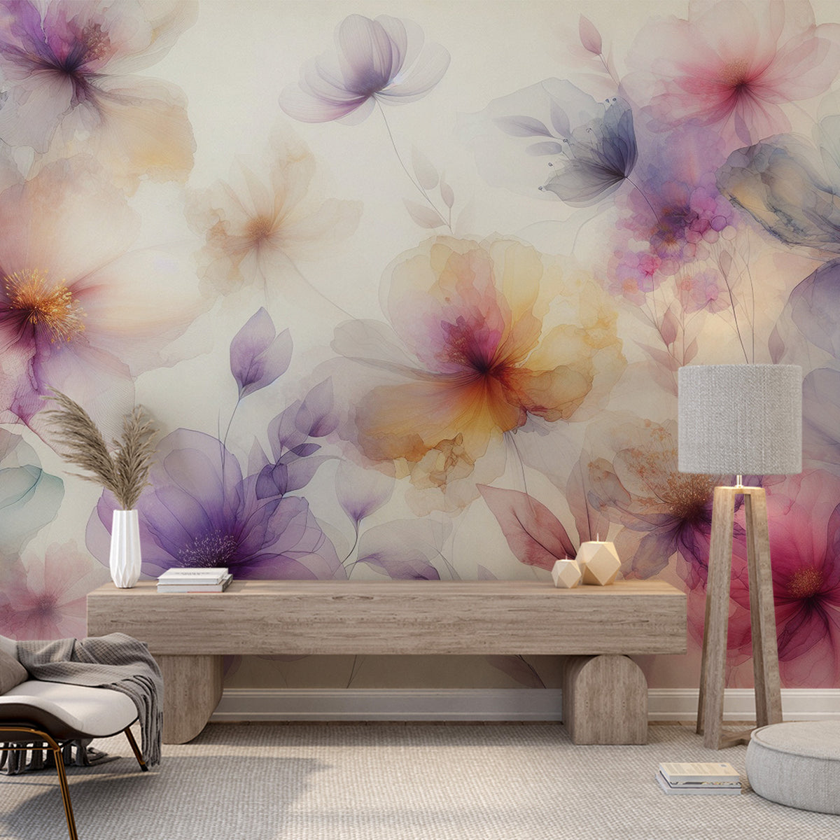 Papier Peint Fleuri Pastel
