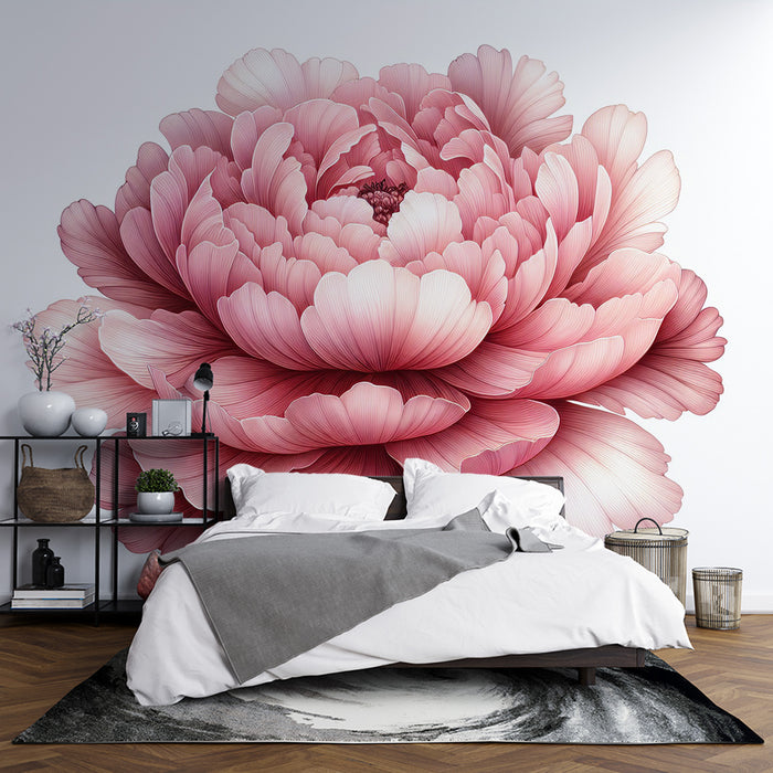 Papier peint fleuri rose | Chrysanthème rose ouvert minimaliste