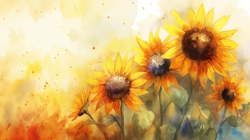 Papier peint floral représentant des tournesols éclatants aux teintes jaunes et dorées, créant une ambiance chaleureuse et joyeuse.