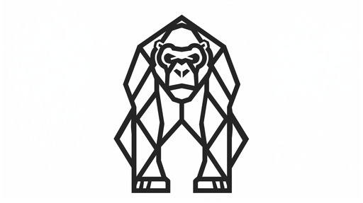 Papier peint graphique représentant un gorille stylisé en noir sur fond blanc, évoquant une ambiance moderne et audacieuse.