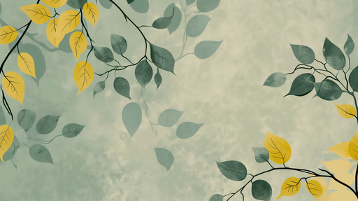 Papier peint aux motifs de feuillage délicat, mêlant des teintes vertes et jaunes sur un fond doux, créant une ambiance apaisante et naturelle.