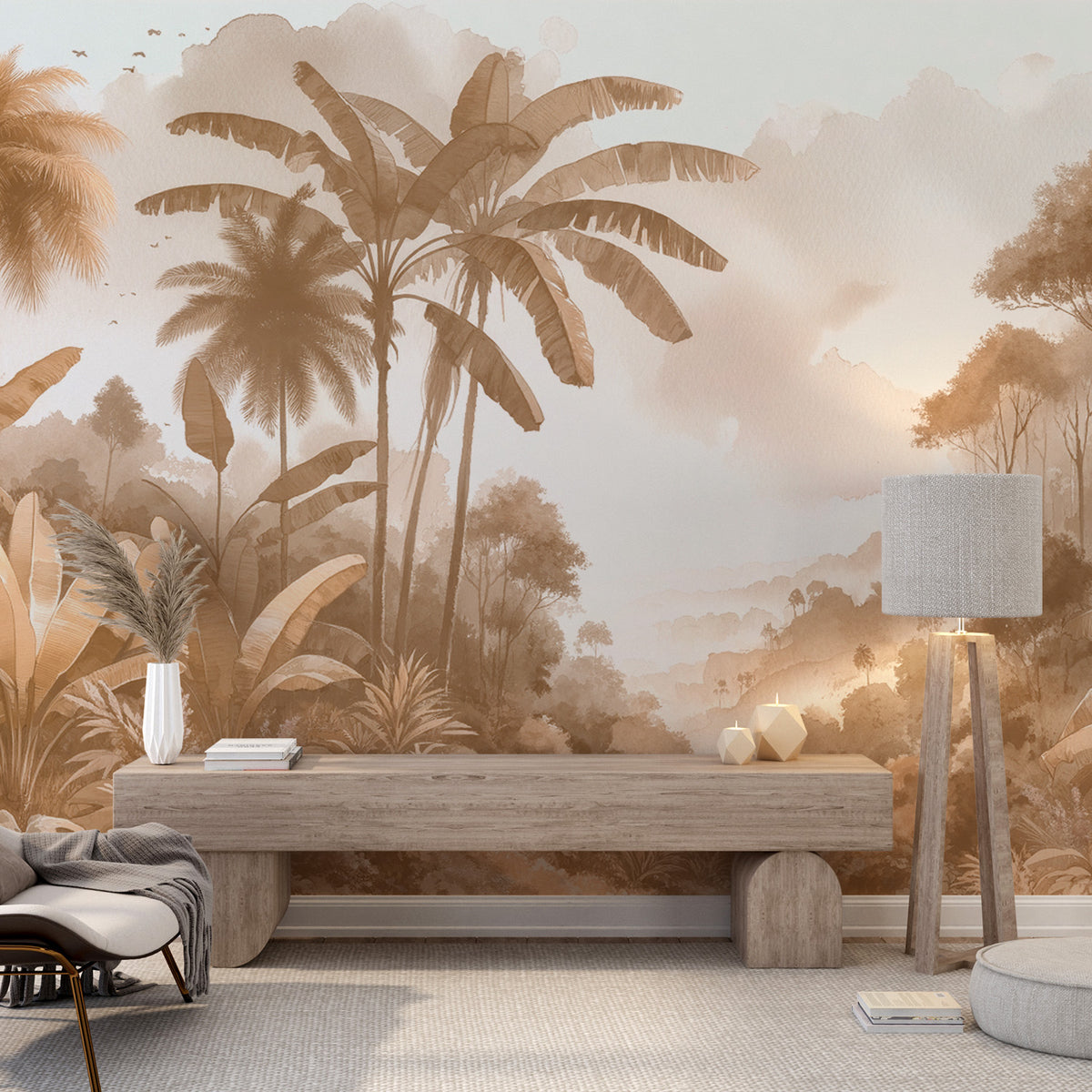 Papier Peint Jungle et Tropical <br/> Beige Naturel main image 1