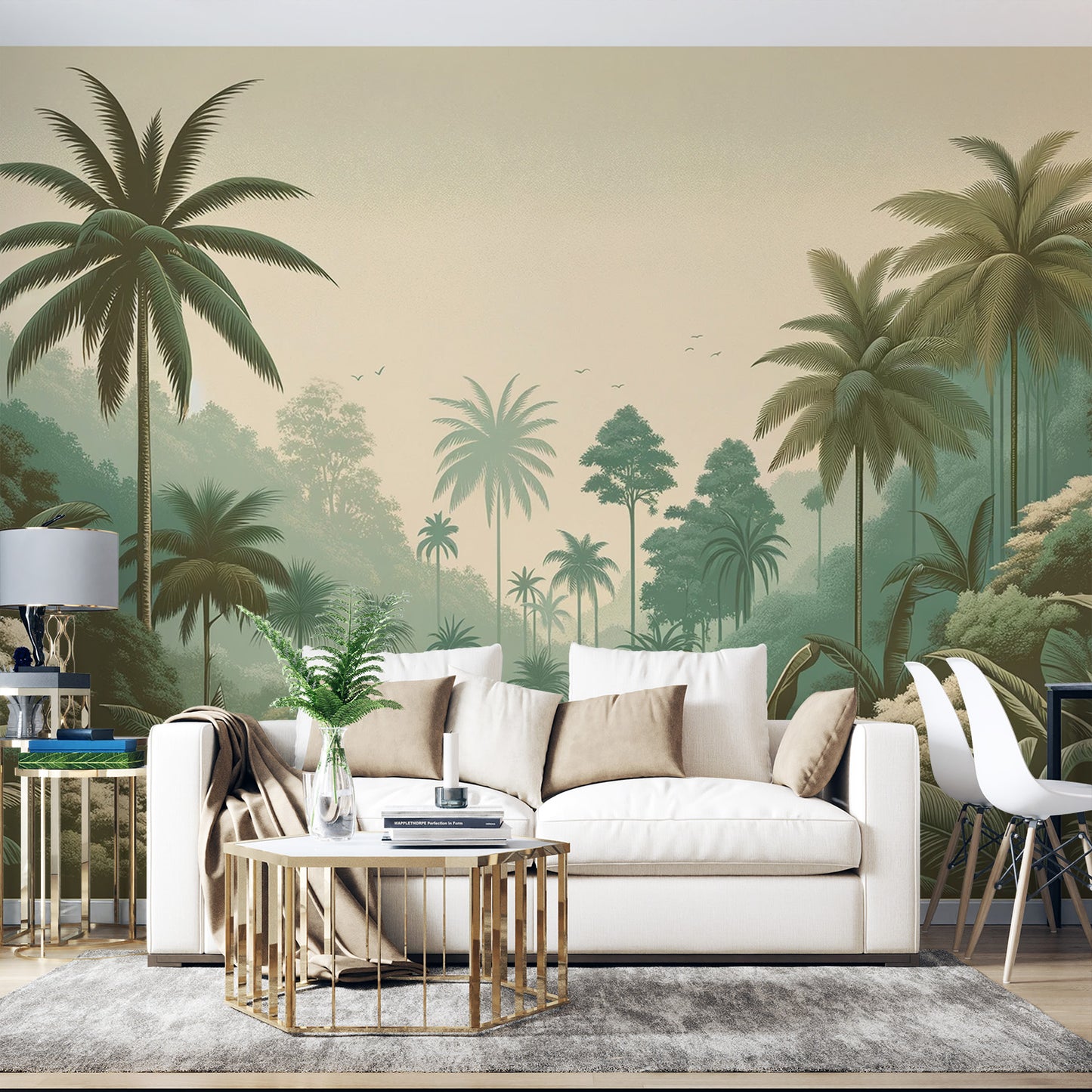 Papier peint jungle tropical | Vallée de palmiers verts