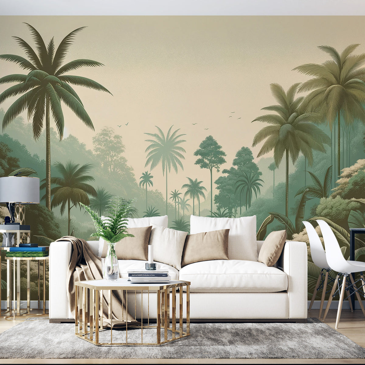 Papier peint jungle tropical | Vallée de palmiers verts — LePapierPeint