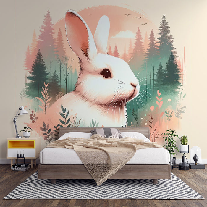 Papier peint lapin | Aquarelle portrait de lapin