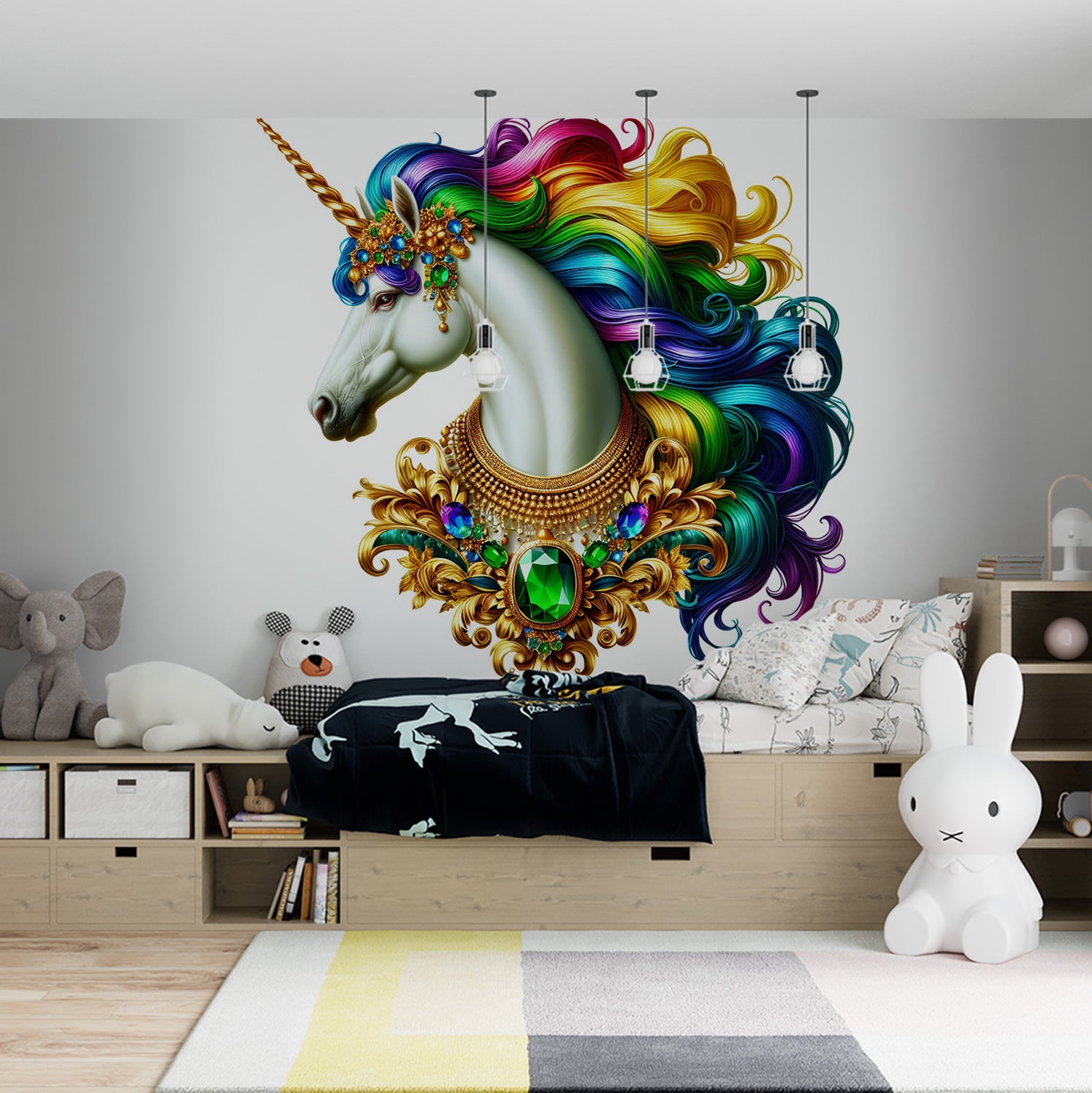 Papier Peint Licorne 4 Murs Fête Carrousel