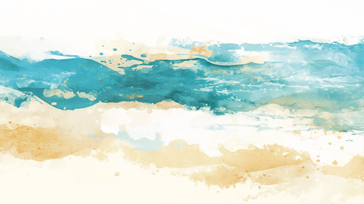 Papier peint abstrait aux teintes aquatiques de bleu et de sable, évoquant une ambiance apaisante et estivale, parfaite pour une décoration inspirée par la mer.