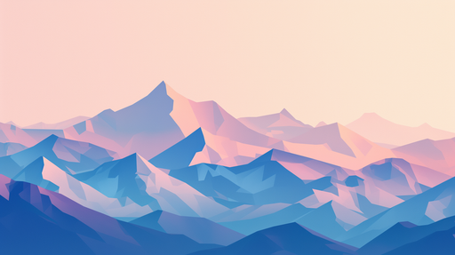 Papier peint abstrait représentant des montagnes en dégradés de bleu et de rose, créant une atmosphère douce et rêveuse.