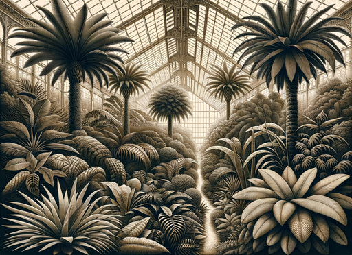 Papier peint tropical représentant une jungle luxuriante en nuances de beige et marron, créant une ambiance apaisante et naturelle.