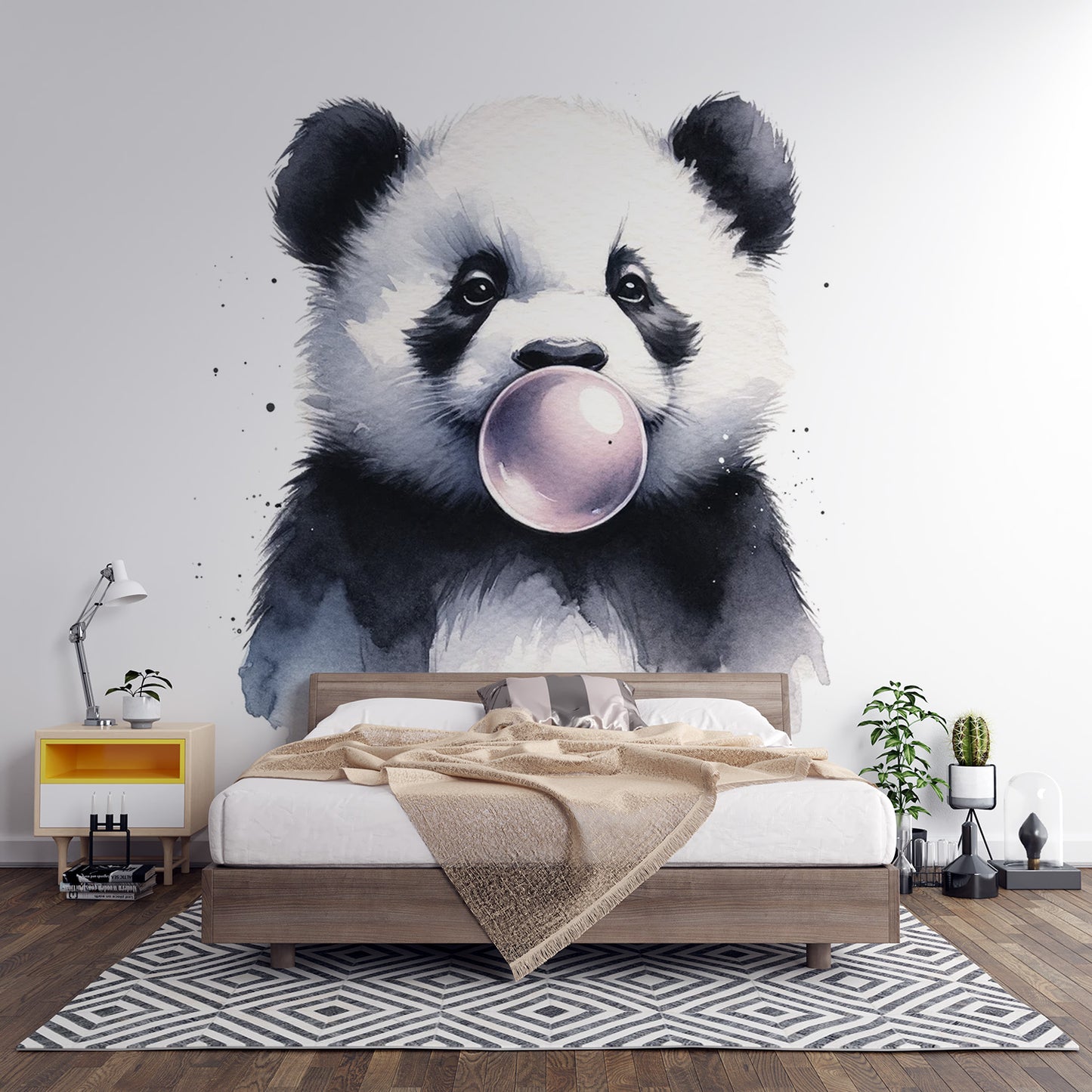 Papier peint panda | Portrait panda avec chewing-gum