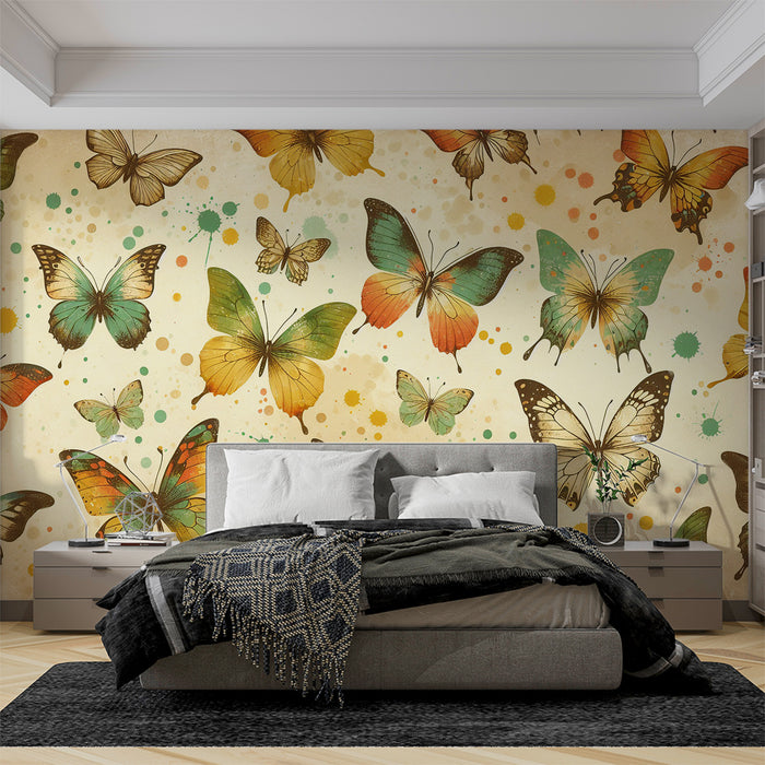 Papier peint papillon | Style vintage avec papillons colorés