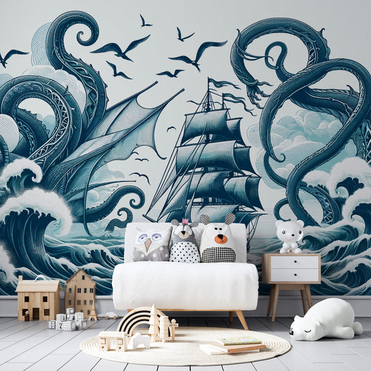 Papier peint pirate | Attaque du kraken