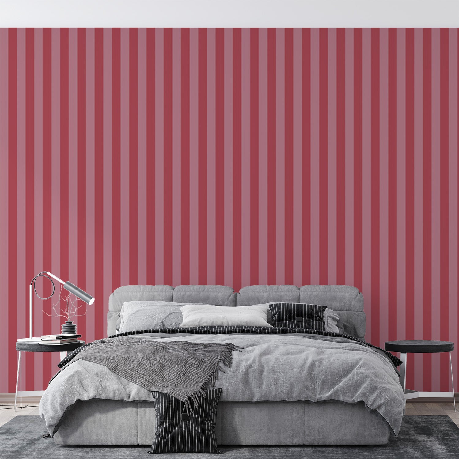 Tissu Jacquard Dries Van Noten Rayures Bordeaux Blanc Gris - Occasion Surstock Atelier, 55x137 Cm