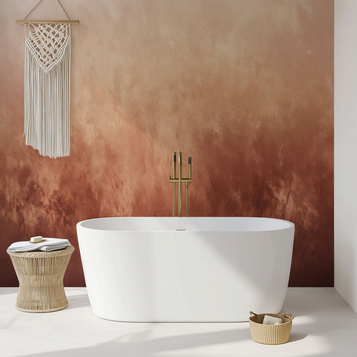Papier peint salle de bain | Nuance de couleurs terracotta