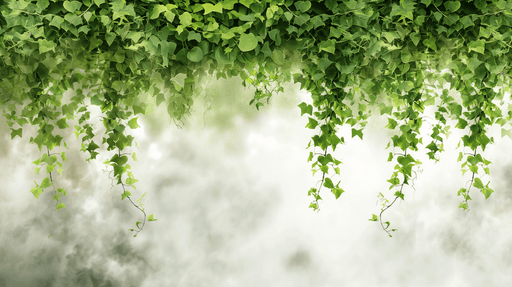 Papier peint représentant des feuilles de lierre vert vif tombant gracieusement, créant une ambiance naturelle et apaisante.