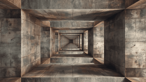 Papier peint texturé imitant des murs en béton avec des nuances de gris et de brun, créant une ambiance industrielle et contemporaine.