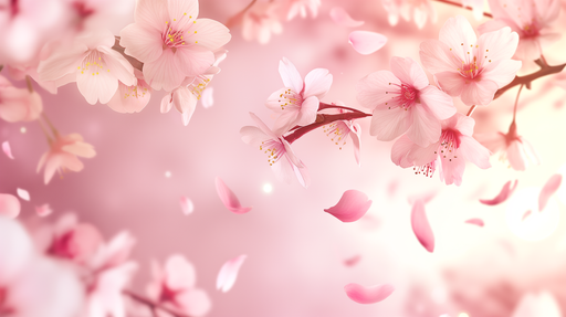 Papier peint floral aux délicates fleurs de cerisier roses sur fond dégradé, créant une ambiance douce et romantique.