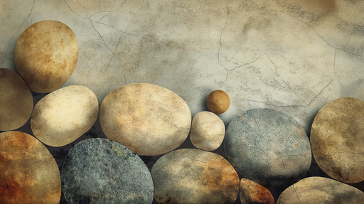 Papier peint texturé représentant des galets aux teintes naturelles de beige et gris, créant une ambiance organique et apaisante.