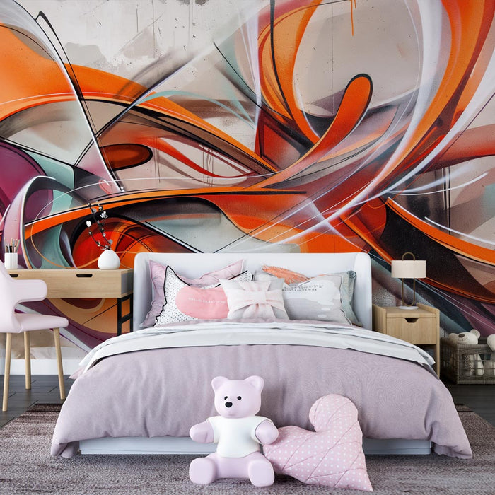 Papier peint chambre ado | Graffitis orange
