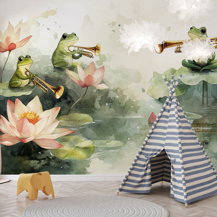 Papier peint chambre enfant | Grenouilles dans une atmosphère ludique et artistique