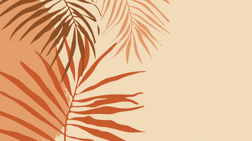 Papier peint feuillage Feuilles de palmiers oranges et beiges