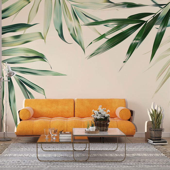 Papier peint feuillage | Palmier design vert, élégant et naturel
