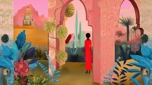 Papier peint exotique Illustration colorée et botanique