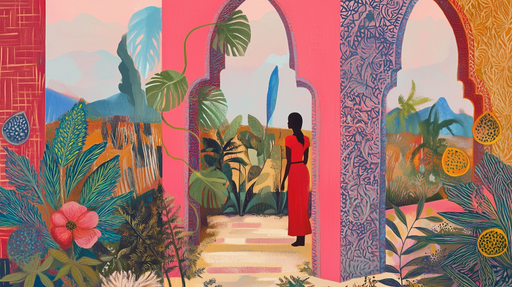 Papier peint exotique Scène vibrante et colorée