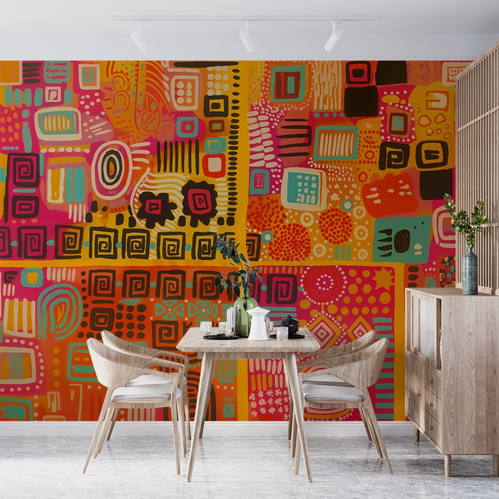 Papier peint abstrait | Motifs géométriques colorés