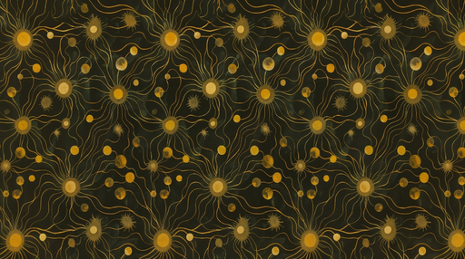 Papier peint motif céleste Objets dorés sur fond noir