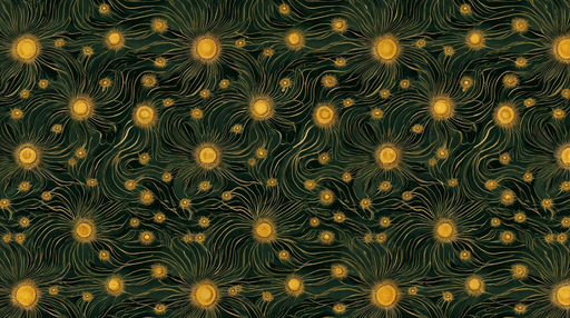 Papier peint soleil doré Motif artistique sur fond sombre