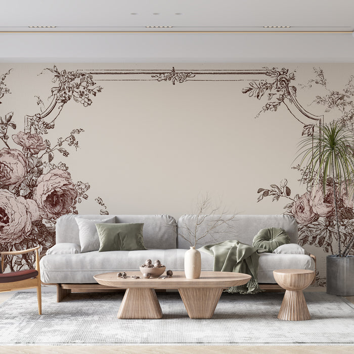Papier peint floral | Motif floral vintage élégant