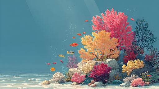 Papier peint récif corallien Scène sous-marine colorée