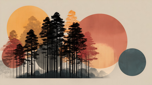 Papier peint paysage abstrait Art forestier harmonieux