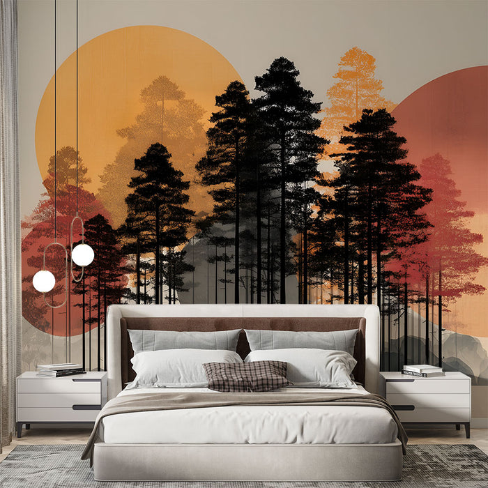 Papier peint paysage abstrait | Art forestier harmonieux