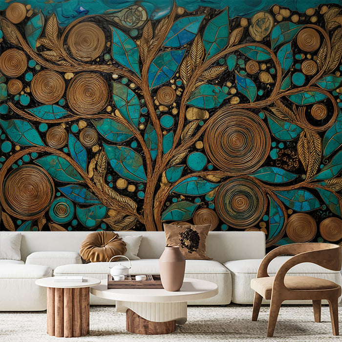 Papier peint arbre doré | Design artistique et vibrant