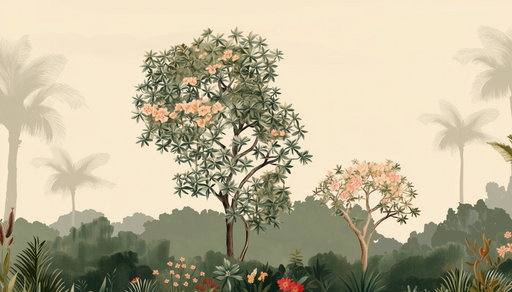 Papier peint tropical Paysage exotique et élégant