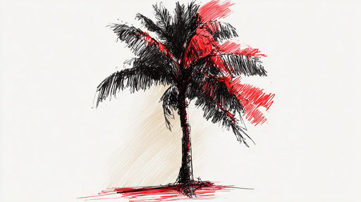 Papier peint palmier artistique Illustration moderne à l'encre