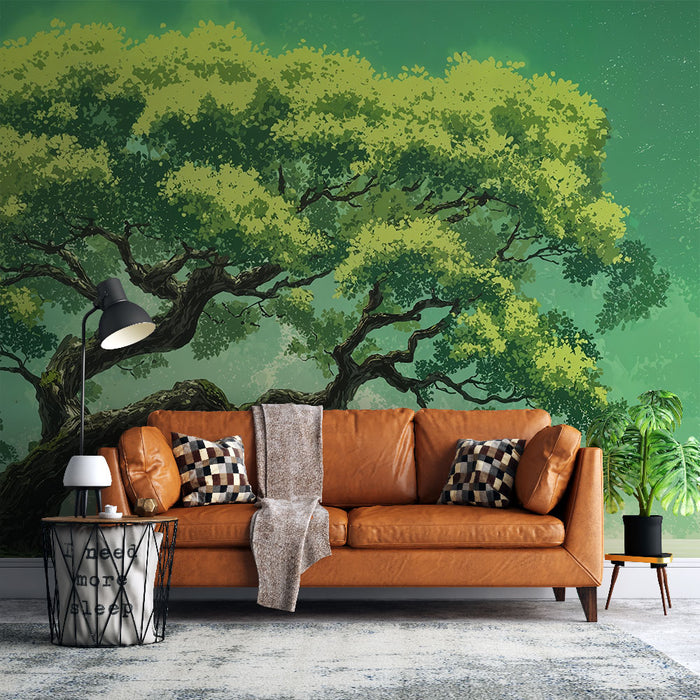 Papier peint arbre majestueux | Beauté naturelle au bord de l'eau