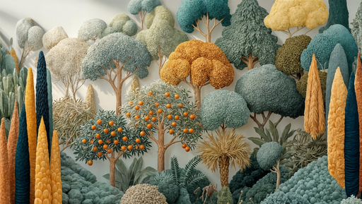Papier peint forêt colorée Art de la nature texturée