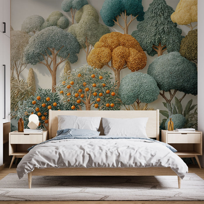 Papier peint forêt colorée | Art de la nature texturée