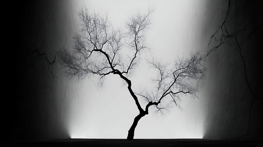 Papier peint minimaliste Arbre noir sur fond contrasté