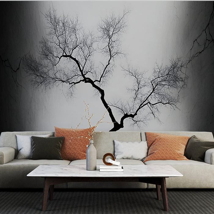 Papier peint minimaliste | Arbre noir sur fond contrasté