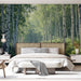 Papier peint forêt avec bouleaux pour chambre à coucher moderne et apaisante
