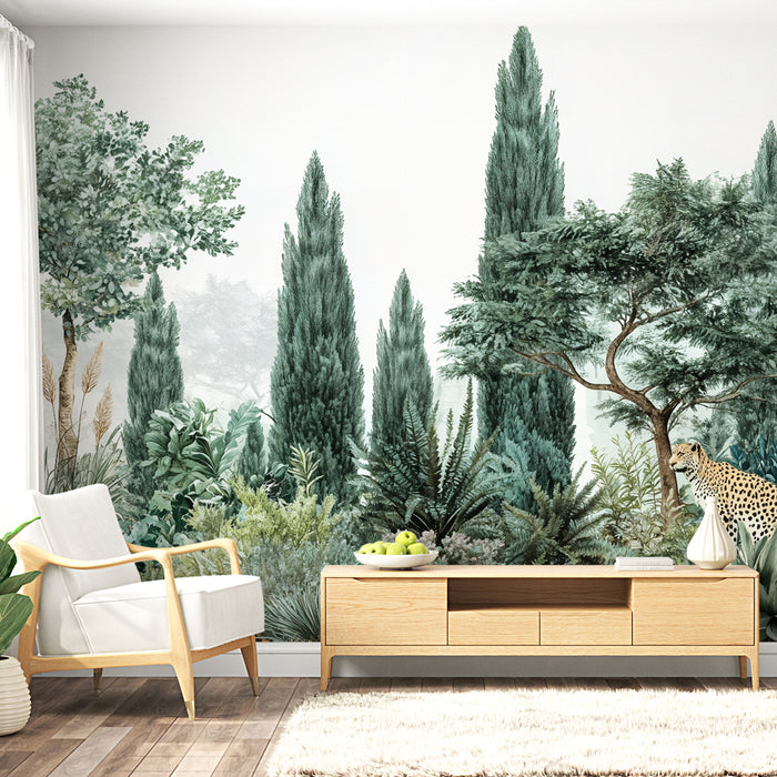 Papier peint savane | Décor tropical avec guépard