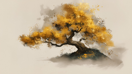 Papier peint arbre doré Art abstrait et nature