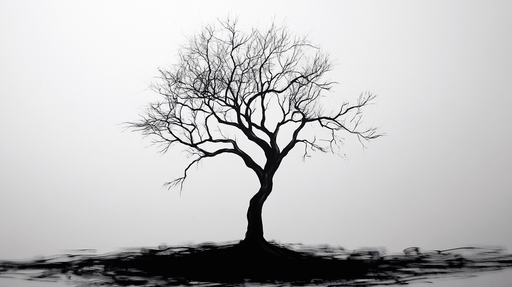 Papier peint arbre solitaire Élégance en noir et blanc